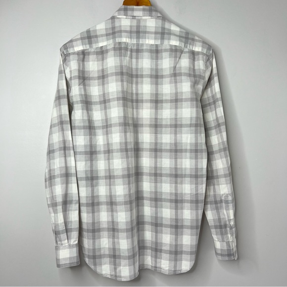 Burberry Brit Nova Check Checkered Flannel Pattern Button Down Shirt Gray White - Picture 8 of 10